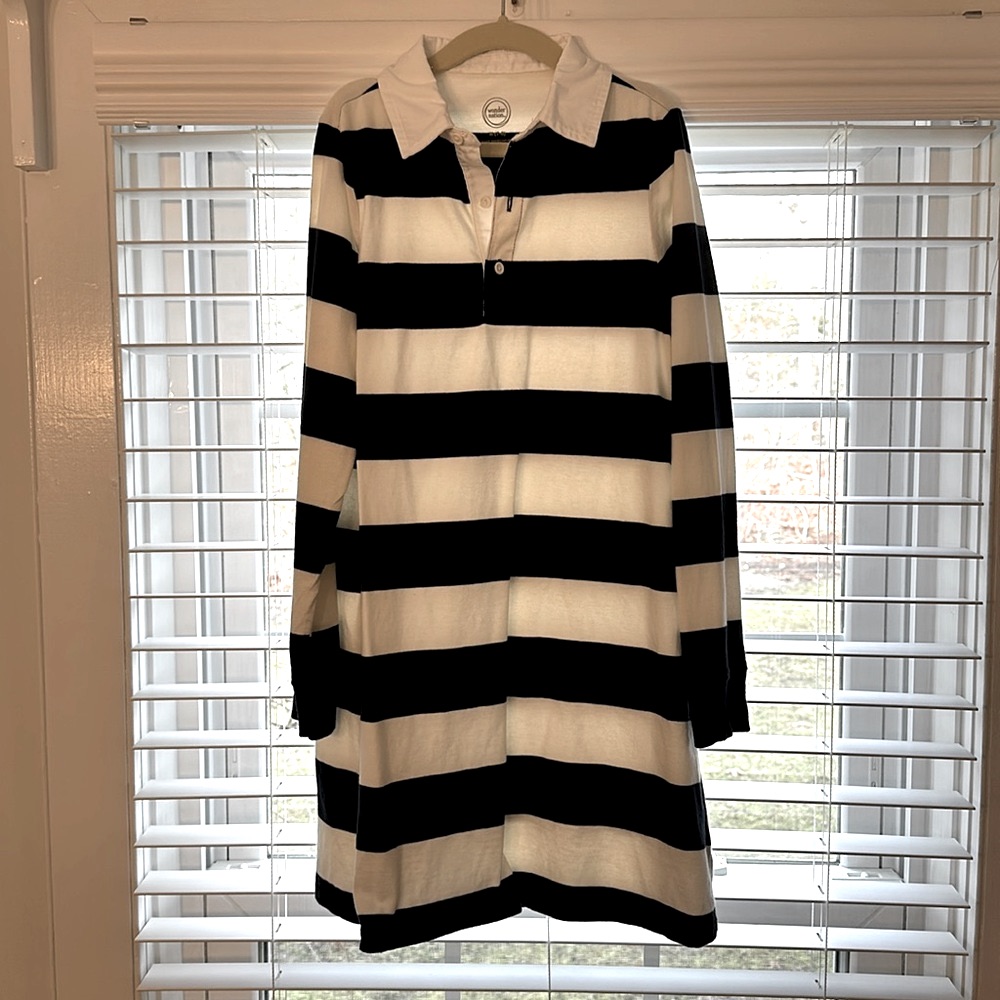 Cream & Navy Rugby Dress